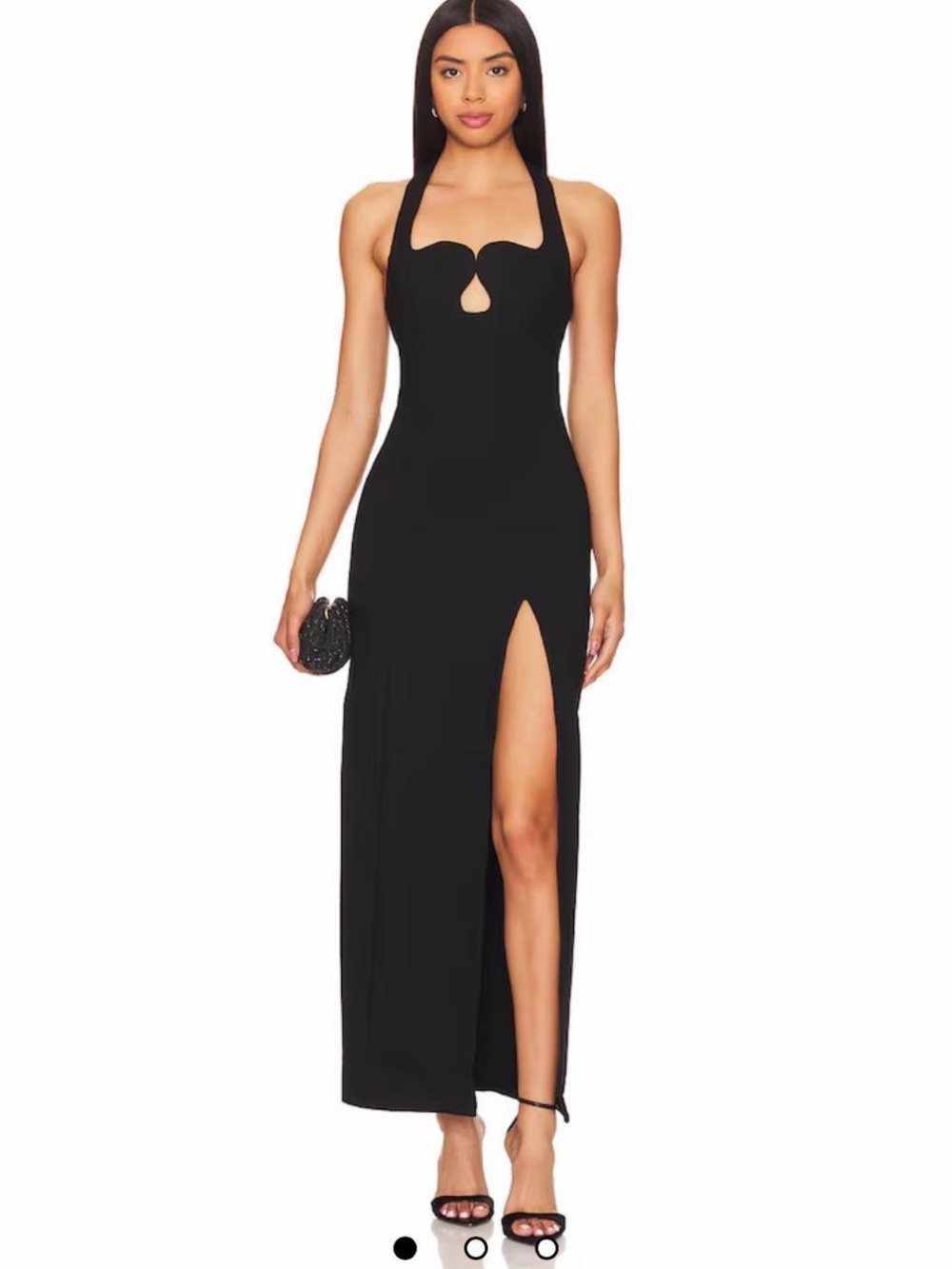 NWT ELLIATT Black Halter Cutout Evening Maxi Dress